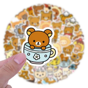 轻松熊和熊妹贴纸204张可爱摩托车吉他手账手机壳笔记本电脑DIY