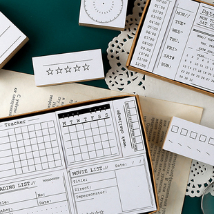 手帐时间规划印章打卡记录日期时间轴TODO清单周计划日历月历印章