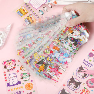 60大张三丽鸥手账贴纸卡通凯蒂猫防水透明帕恰狗手机电脑装 饰贴画