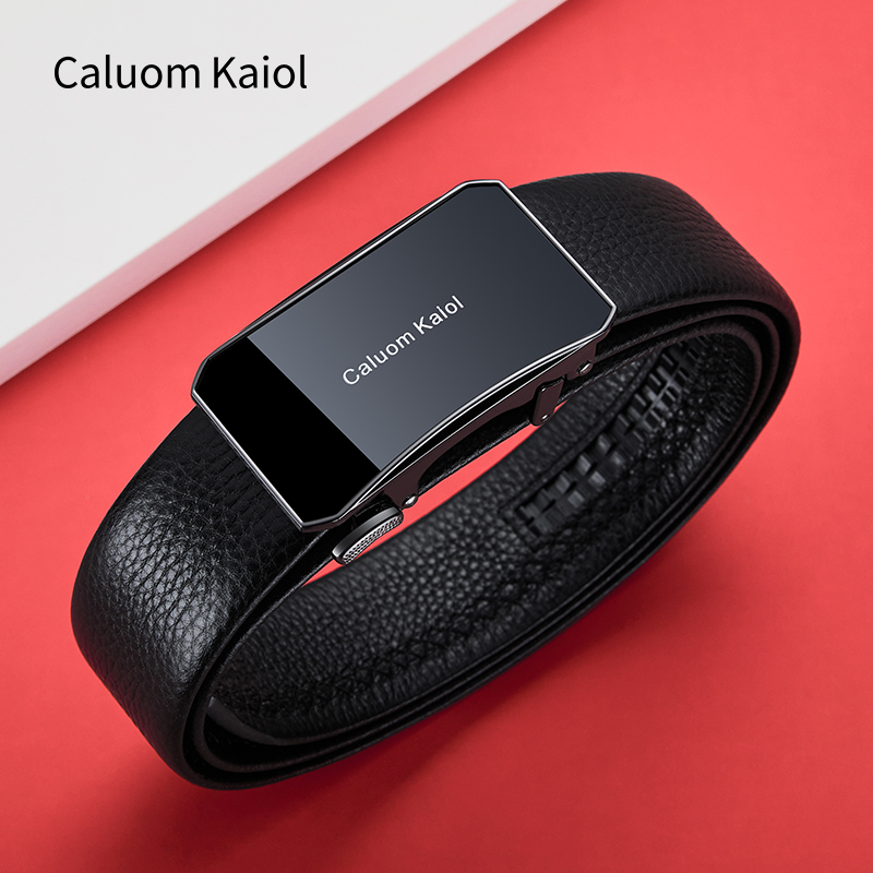 Caluom Kaiol皮带男士2024新款真皮内穿式自动扣头层牛皮腰带男款