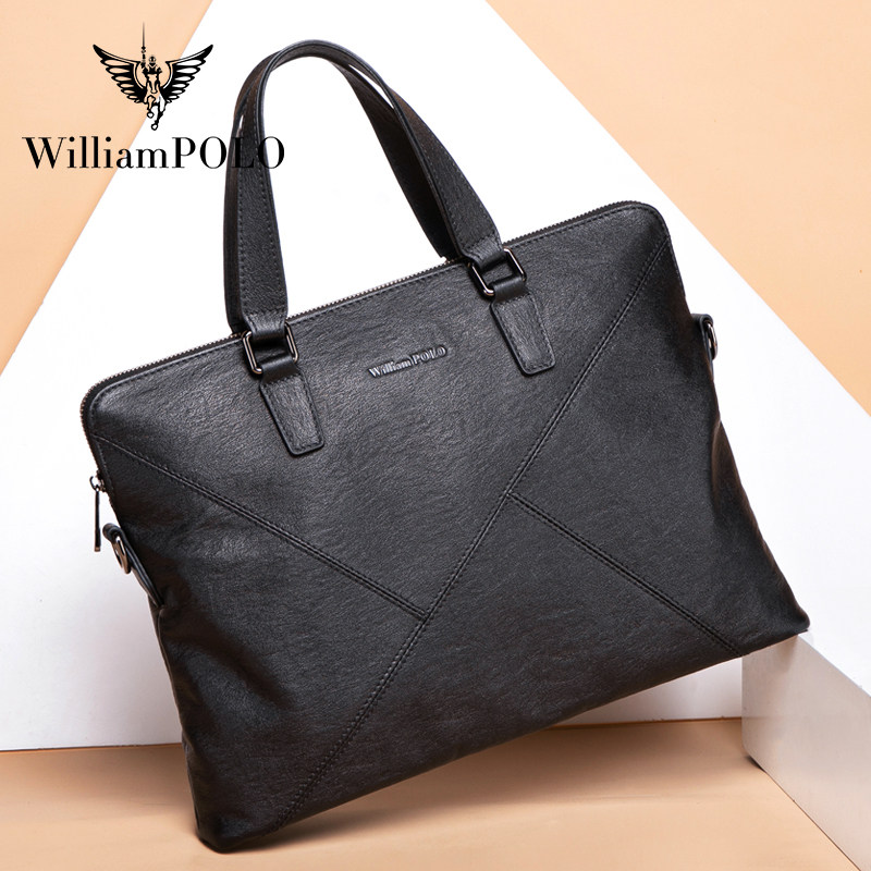 保罗公文包商务真皮男包2024新款大容量单肩斜挎包办公出差手提包