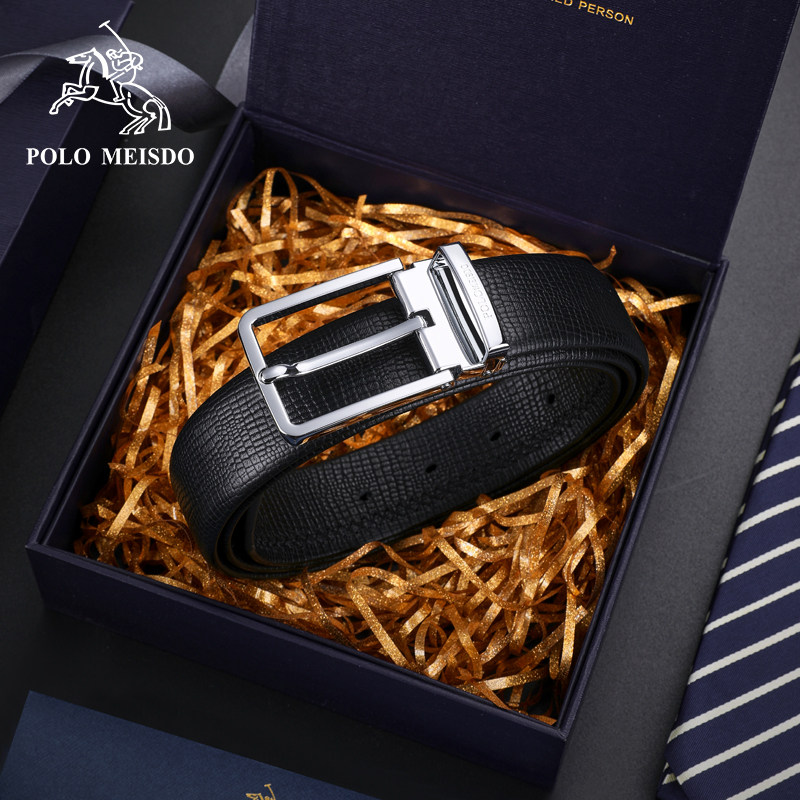正品保罗美思得男士皮带男款真皮高档新款针扣腰带年轻人牛皮裤带