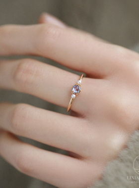 《冰岛之歌》北欧风天然淡水小珍珠S925银玫瑰切坦桑色戒指小冰川