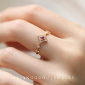 玫瑰粉 杜乐丽花园 法式 复古巴洛克天然粉碧玺纯银戒指时髦高级感