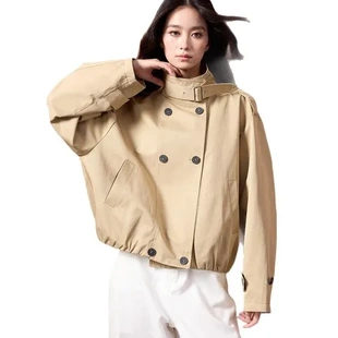 轮廓双排扣秋新夹克盛都25高密大时髦】韩系风衣外套宽松小个子【