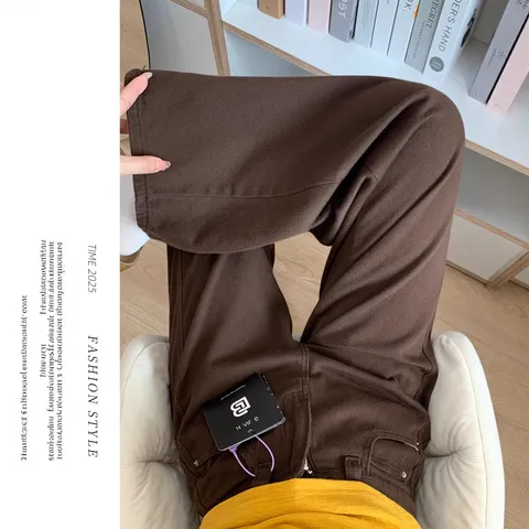 显瘦高腰咖色牛仔裤宽松大码阔腿身材直筒新款女胖mm秋季长裤梨型,女装/女士精品,牛仔裤,淘宝优惠券,粉丝福利购,淘宝优惠卷