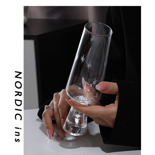 中古磨刻刻星星酒杯北欧风水晶