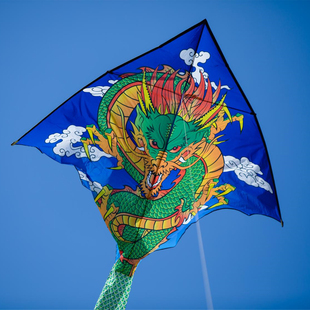 中国龙风筝潍坊基林微风易飞大人专用三角型长尾高档国潮网红风筝