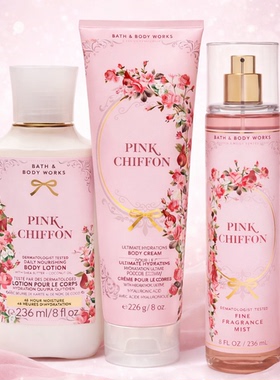 Bath&Body Works粉红雪纺PinkChiffon保湿身体乳霜喷雾滋润护理