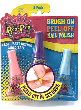 果冻可撕彩色Bo-Po儿童专用指甲油3支装可爱美甲礼物快干可剥水性