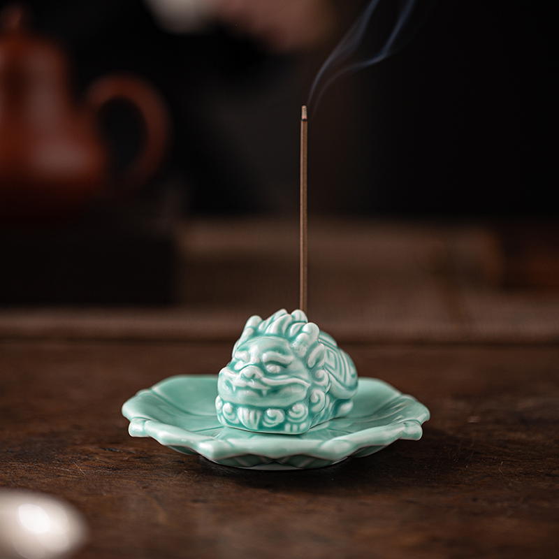 线香插摆件招财陶瓷龙龟龙鱼装饰
