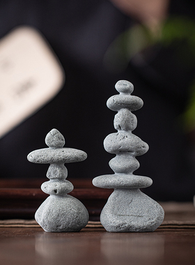 青砂石造景中式盆景仿真小石头