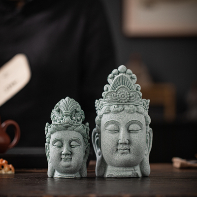 观音菩萨无聊了看一看佛头像摆件