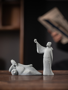 中国覆古人物李白醉酒大师茶宠物摆件禅宗鱼缸景观茶几茶几书房装