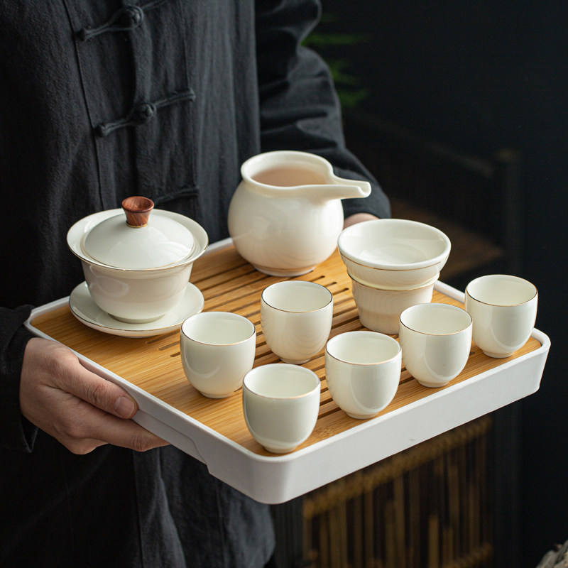 德化白瓷家用简约功夫茶具套装整套泡茶壶盖碗茶杯中式会客泡茶器在类目 餐饮具, 茶具, 功夫茶具中 - 来自Buy2taobao.com提供专业的淘宝代购服务