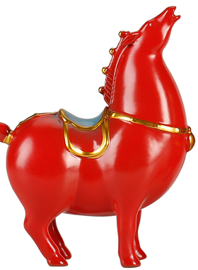 新中式陶瓷工艺品唐马摆件创意家居办公马到成功桌面饰品乔迁礼品
