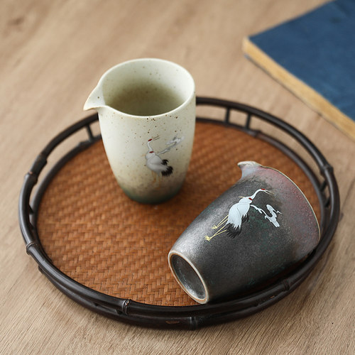 飞鹤呈祥复古公道杯单个陶瓷功夫茶具配件茶海茶漏茶滤一体分茶器