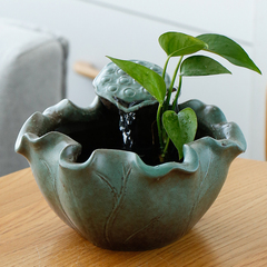 新中式陶瓷简约小型流水招财摆件喷泉水循环办公室客厅桌面装饰品