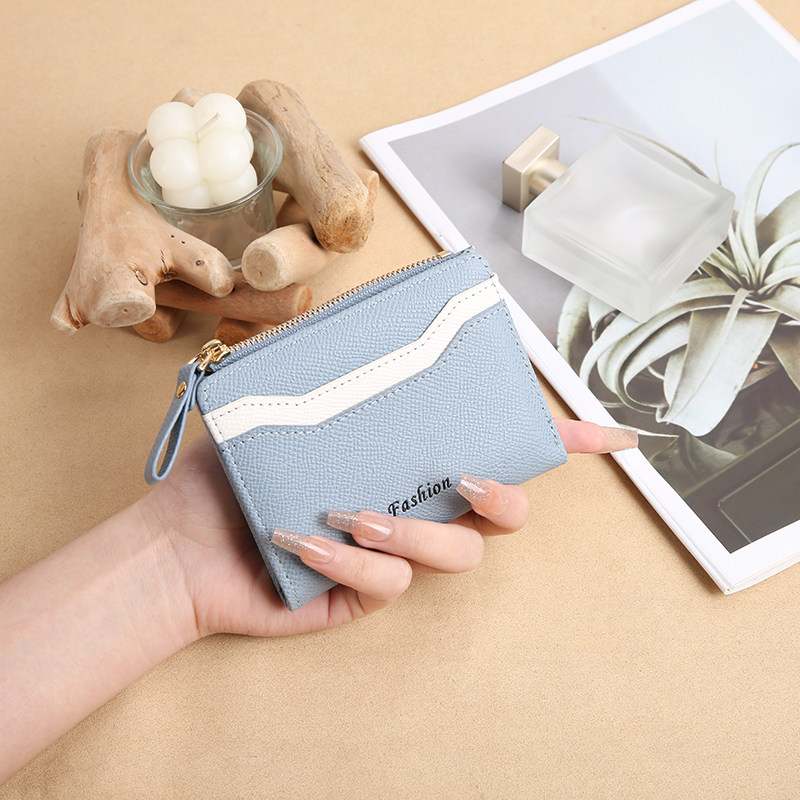 宝思妮跨境韩版高级感女士钱包wallet时尚拼接短款拉链小巧零钱夹