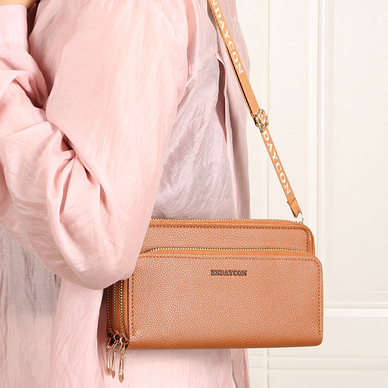 宝思妮 新款通勤三拉链手机包横款女士百搭休闲大容量单肩斜挎包