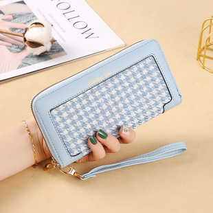 宝思妮 女士手拿包钱包长款精致高端绣花拼接拉链流苏大容量钱夹