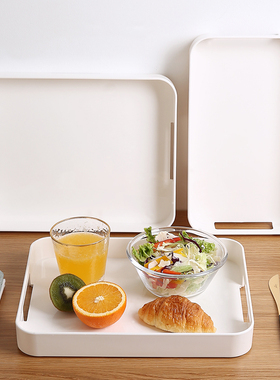 白色塑料托盘长方形商用餐盘子面包美容院专用产品幼儿园区域水杯