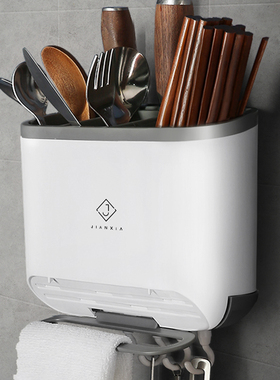 筷子收纳盒筷子筒筷笼家用壁挂式筷篓厨房收纳架桶放勺子的置物架