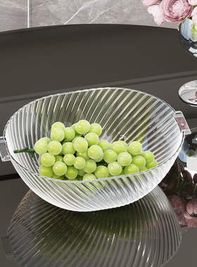 厨房沥水篮家用水果篮2023新款洗菜篮子客厅茶几多功能防尘水果盘