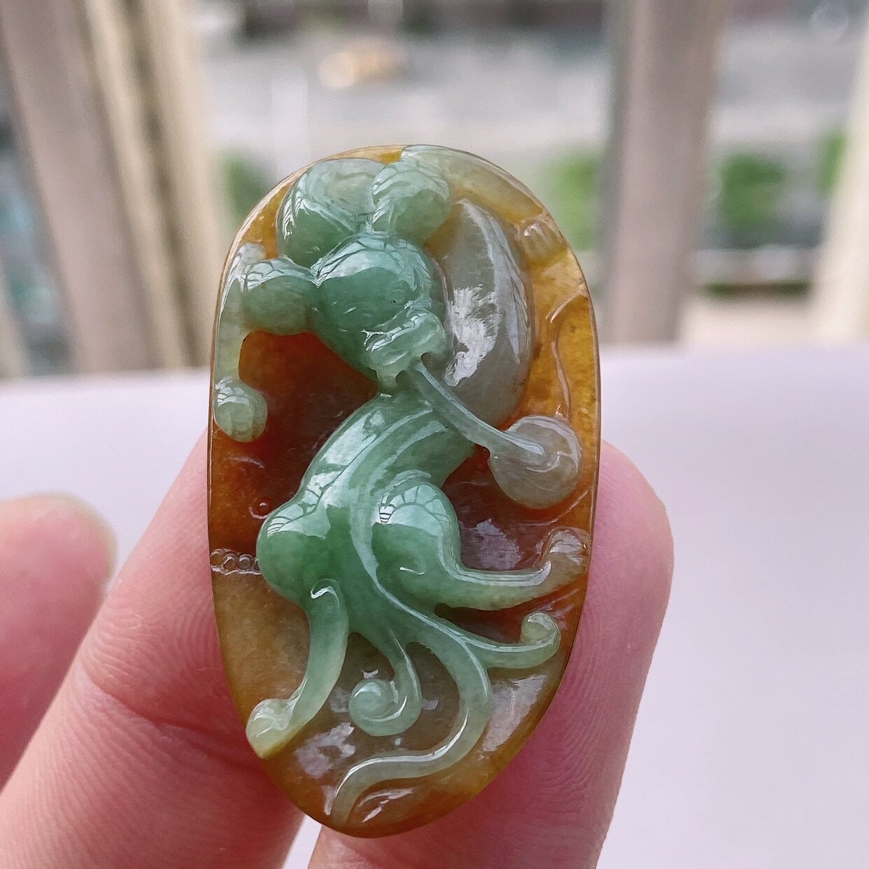 红翡老坑特色生肖坠坠女玉蛋面吊坠冰种扣平安项链戒面貔貅翡翠