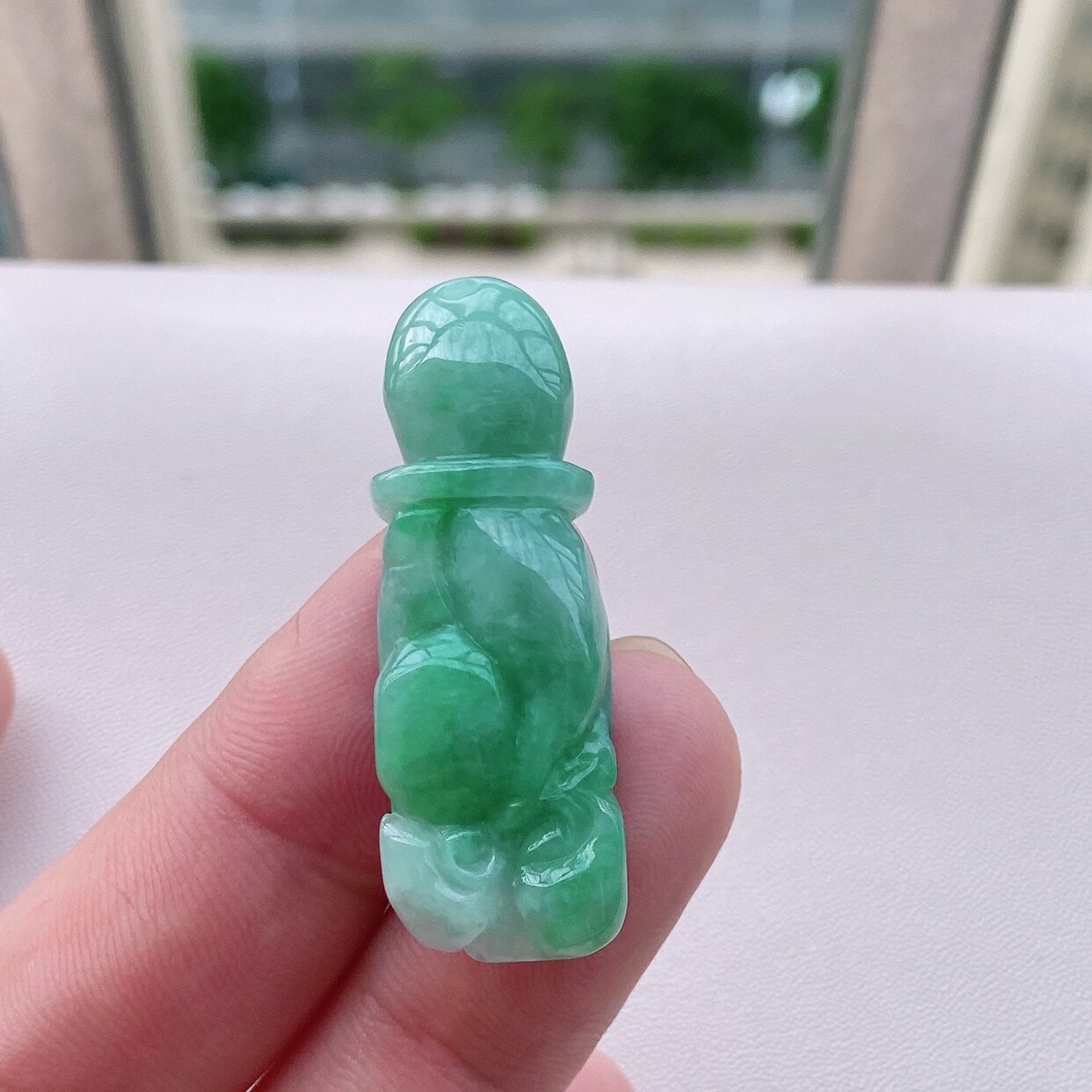 保真阳绿立体雕刻佛手老坑A货送颈饰玉坠冰种玉玉石吊坠冰种翡翠