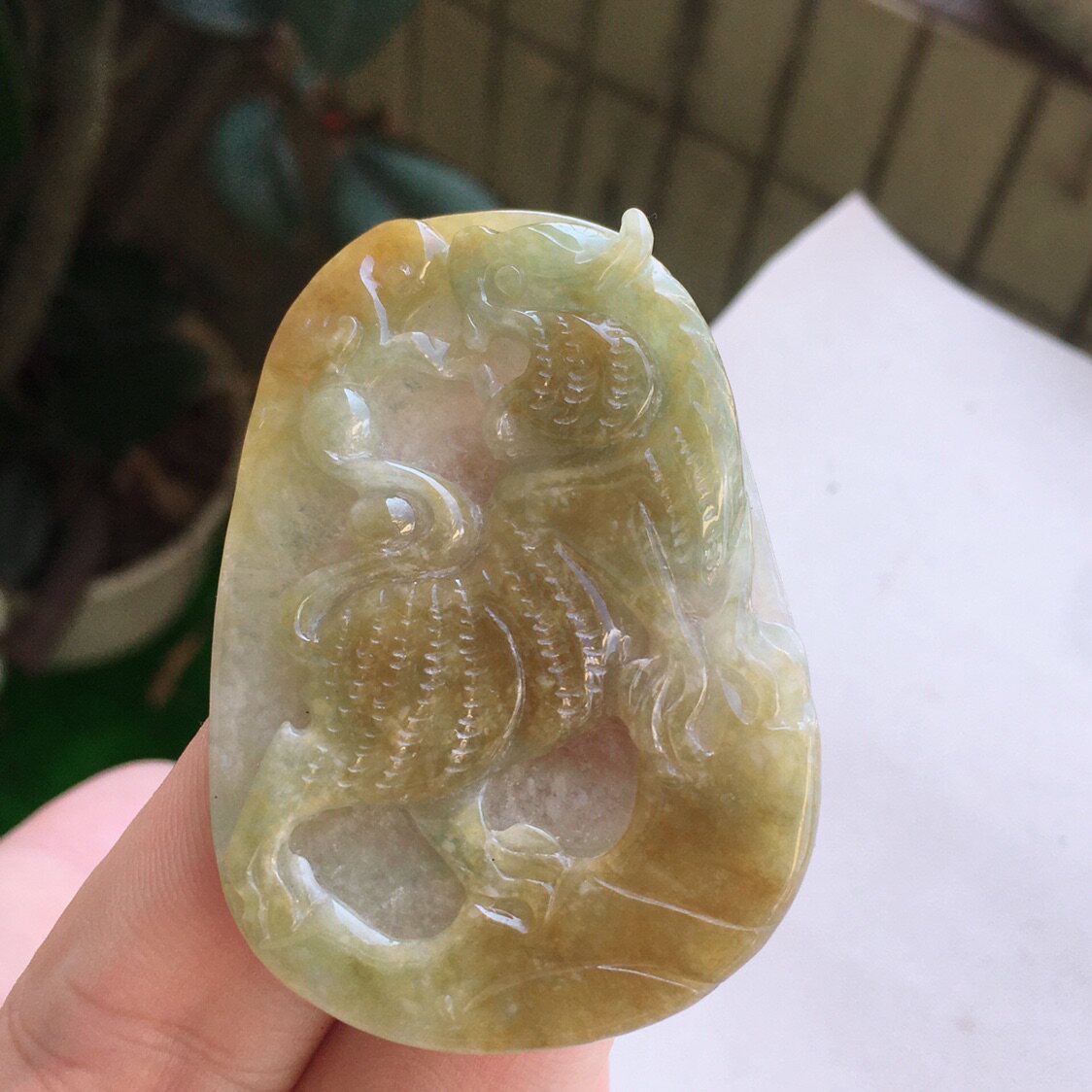 四会自家工厂雕刻黄翡巧雕虎啸河山老坑A货颈饰玉坠冰种吊坠翡翠