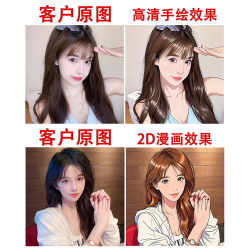 真人写实3DQ版手绘漫画头像定制