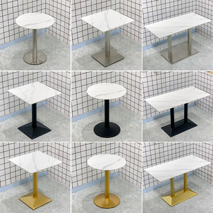 奶茶店岩版餐桌小圆桌 饭店长方桌 小吃店快餐店食堂酒店商用餐台