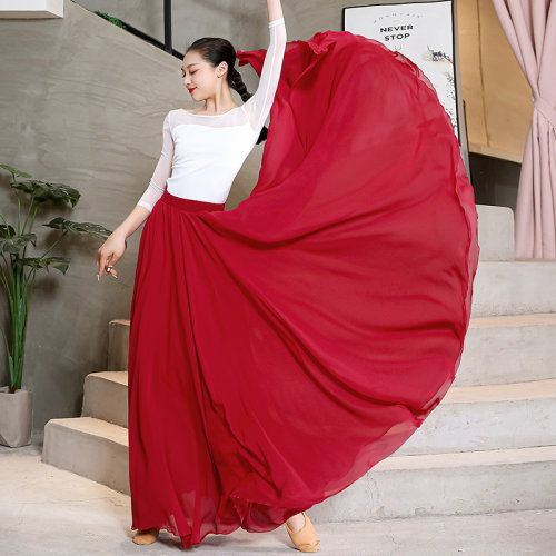 720度双层雪纺大摆裙沙滩舞蹈