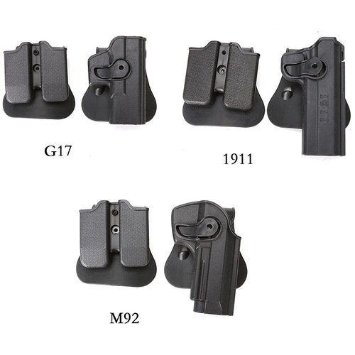 IMI 旋转式枪套+弹夹套  glock g1719 22 23/M92/1911 腰间快拔套