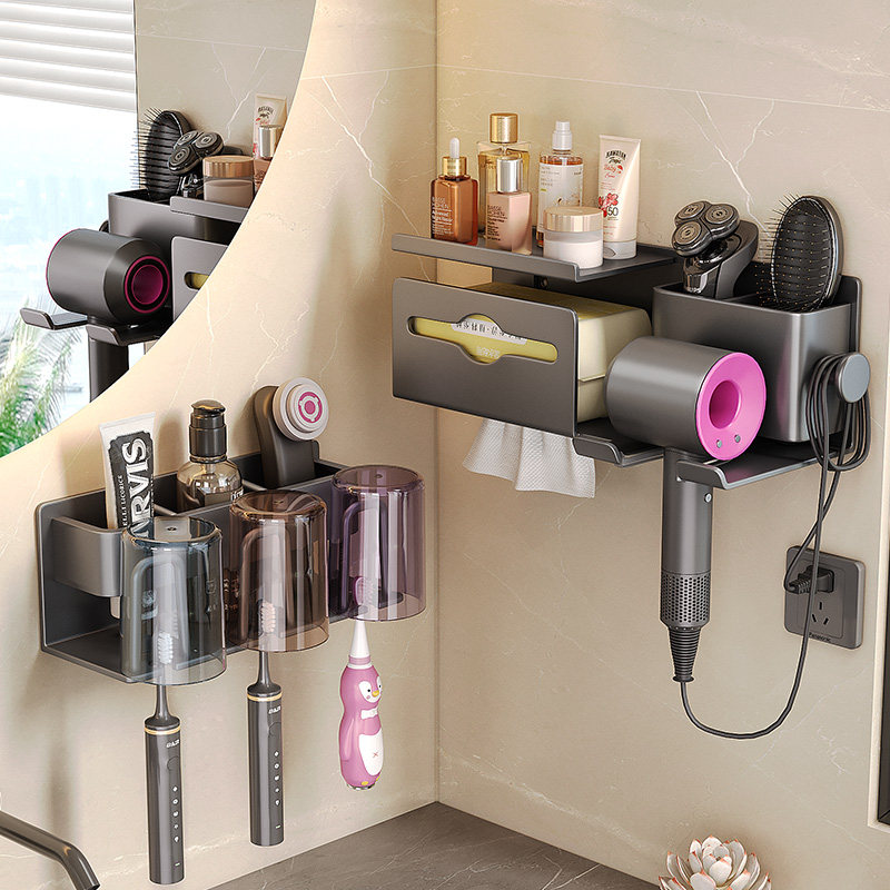 浴室吹风机置物架壁挂式多功能收纳架免打孔卫生间收纳神器纸巾架,家庭/个人清洁工具,浴室角架/置物架,淘宝优惠券,粉丝福利购,淘宝优惠卷