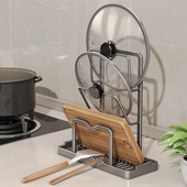 厨房锅盖架台面坐式 收纳层架多功能置物架锅盖砧板放置器锅铲勺子