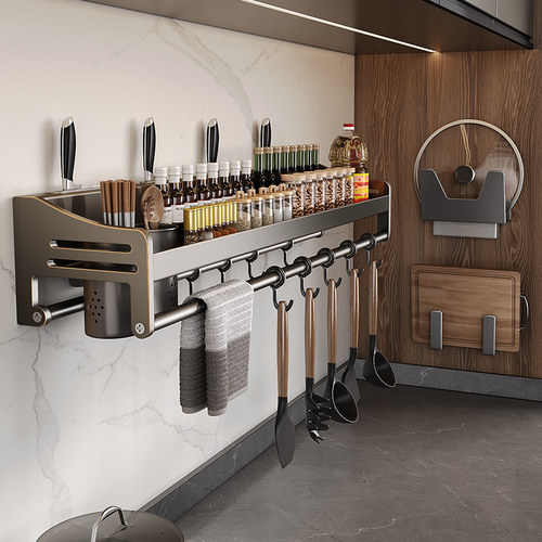 厨房置物架免打孔不锈钢家用