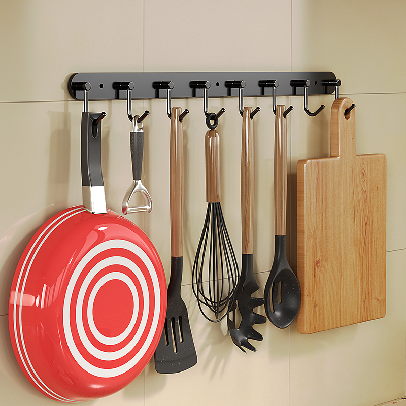 厨房挂钩架免打孔 勺子锅u铲挂钩 厨具用品挂架排钩壁挂式家用墙