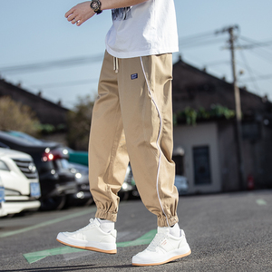 休闲裤春季新款哈伦裤大码运动工装裤潮流男束脚九分裤子8201-p60图片