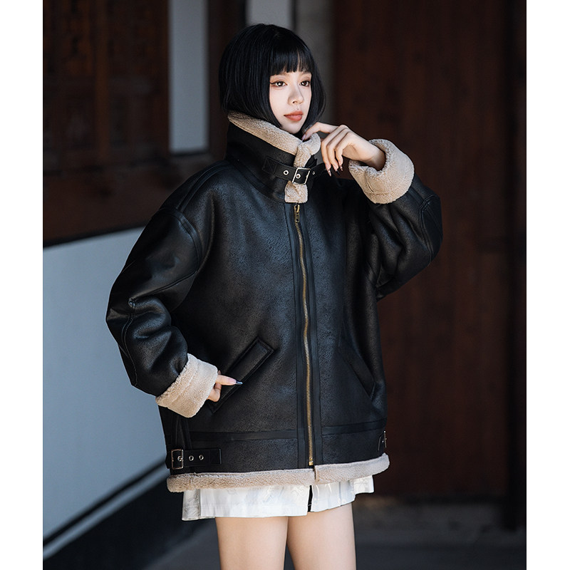 男女款皮毛一体外套冬季加绒加厚羊羔毛夹克外穿棉服1201-P228,男装夹克,电商A016