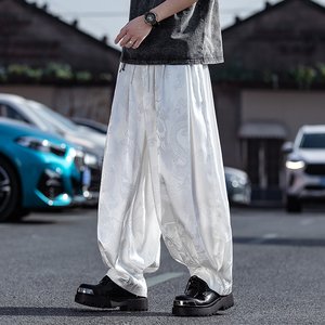 风休闲裤男士春夏款长裤大码宽松黑色束脚裤子A016-8235-P65图片