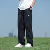 风条纹亚麻裤男夏薄款大码宽松棉麻阔腿裤直筒休闲裤8209-P75，男装休闲裤，电商A016