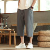 冰丝裤风男裤子夏季新款纯色百搭休闲裤七分裤潮8267-p45控58，男装牛仔裤，电商A016