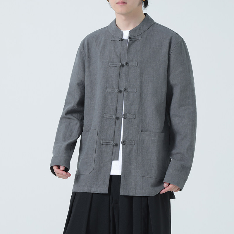 风外套汉服大码开衫夹克亚麻立领长袖衬衫男DSA016-1180-P95,男装夹克,电商A016