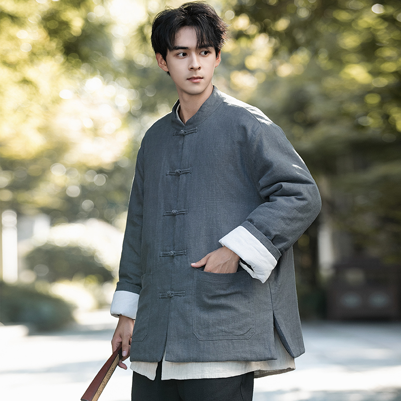 风棉衣2025复古唐装外套男款冬季棉麻加厚棉服1181-p145，男装棉衣，电商A016