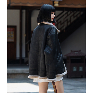 男女款皮毛一体外套冬季加绒加厚羊羔毛夹克外穿棉服1201-P228图片