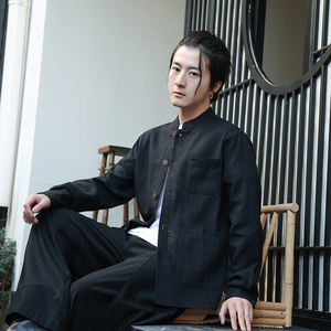 2025男女新款秋冬季夹克棉麻外套大码宽松汉服立领长袖衫1177-P85图片