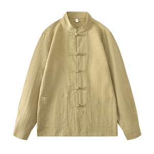 风亚麻外套开衫夏季防晒汉服唐装长袖衬衫男DSA016-1180-P95图片