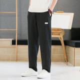 亚麻裤风简约时尚男休闲裤水洗棉麻九分裤子加藏青色8205-P75，男装休闲裤，电商A016